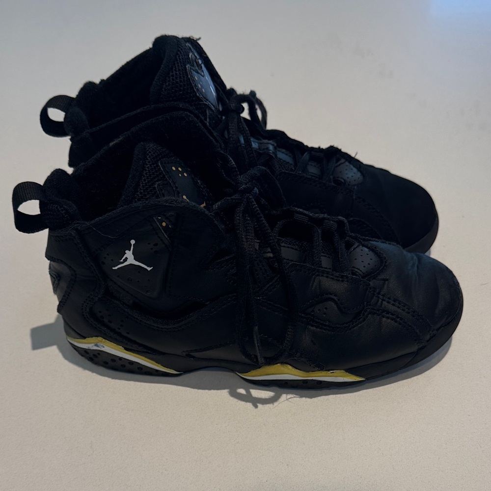 Jordan True Flight Black White Metallic Gold Sneakers